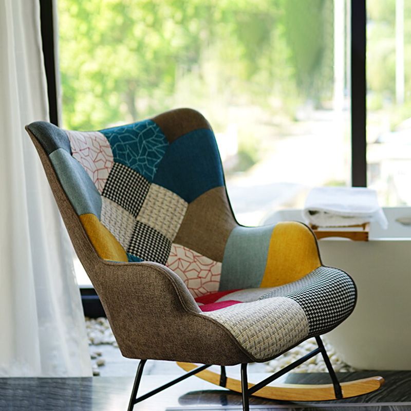 Ergonomic Contemporary Rocking Accent Chair with Seat Cushion Rocker Chair Wingback