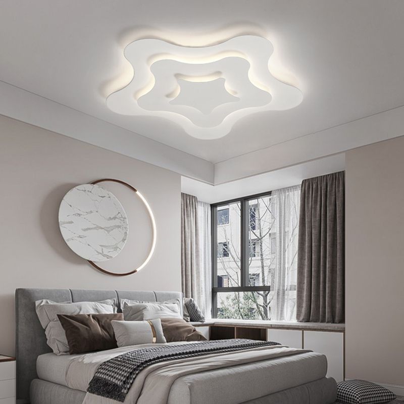 Plafonnier LED géométrique blanc en fer laqué de style moderne avec abat-jour en acrylique