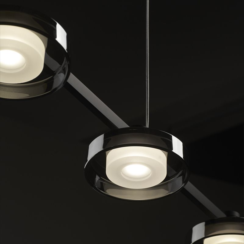 Metal and Glass Kitchen Island Lighting in Black Modern LED Ceiling Pendant