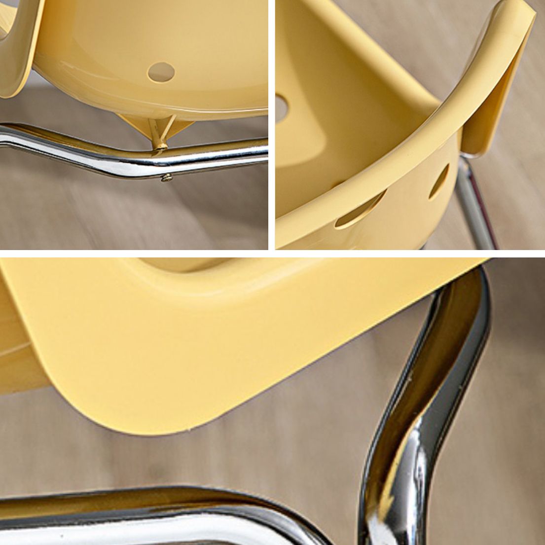 Modern Dining Room Plastic Silver Leg Parsons Armless Dining Chair