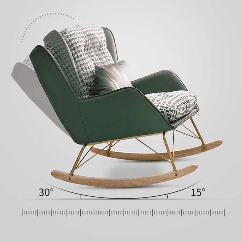 Modern Upholstered Rocker Chair Metal Frame Spindle Rocker Chair for Living Room