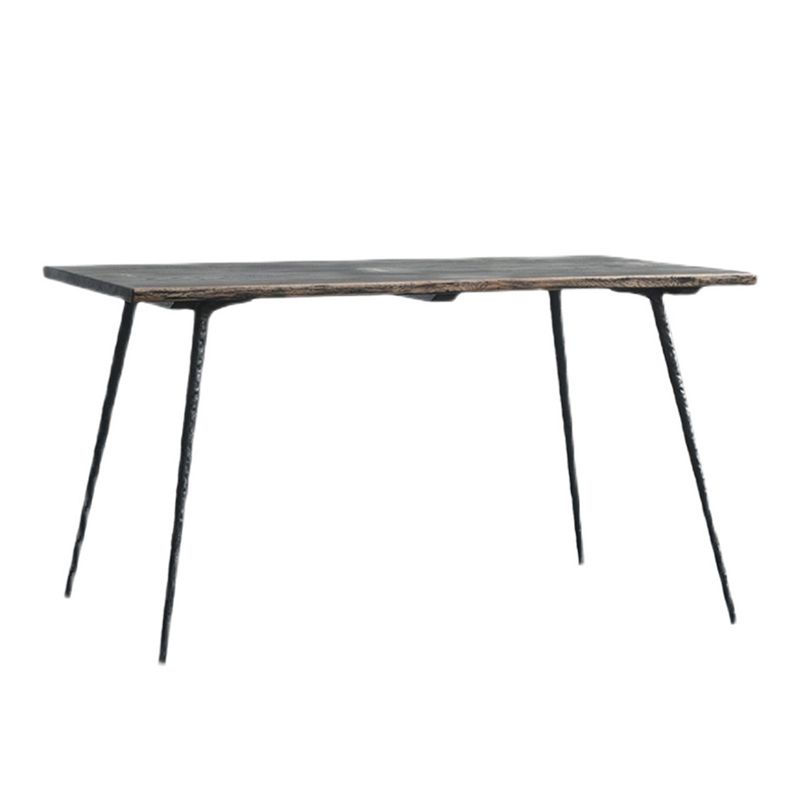 Black Oak Wood Dining Table Set 1/2/5 Pcs Industrial Metal Dinette Set for Home