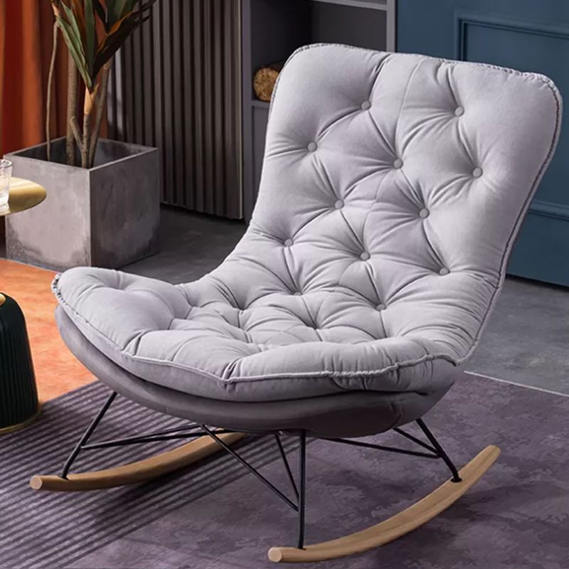 Modern Rocking Chair Wooden Rocking Accent Chair with Tufted