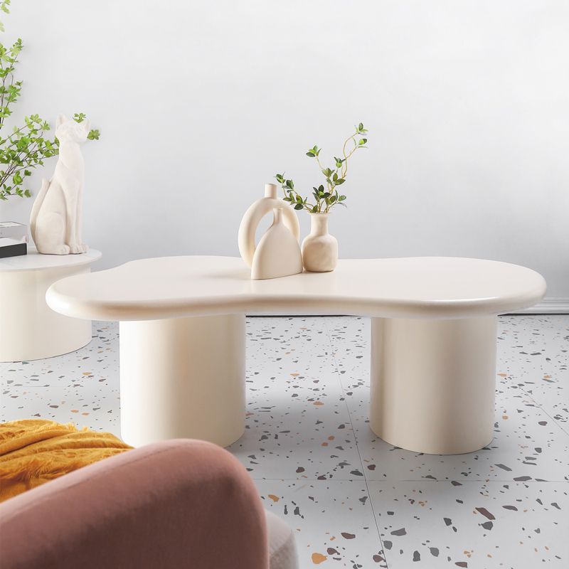 15"H Contemporary Coffee Table Wooden White Coffee Cocktail Table