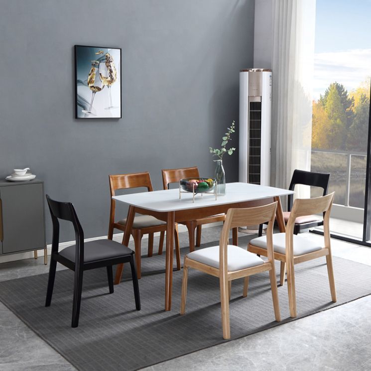 Chaises de salle à manger en bois modernes, chaise sans bras latérale à dos ouvert pour la cuisine