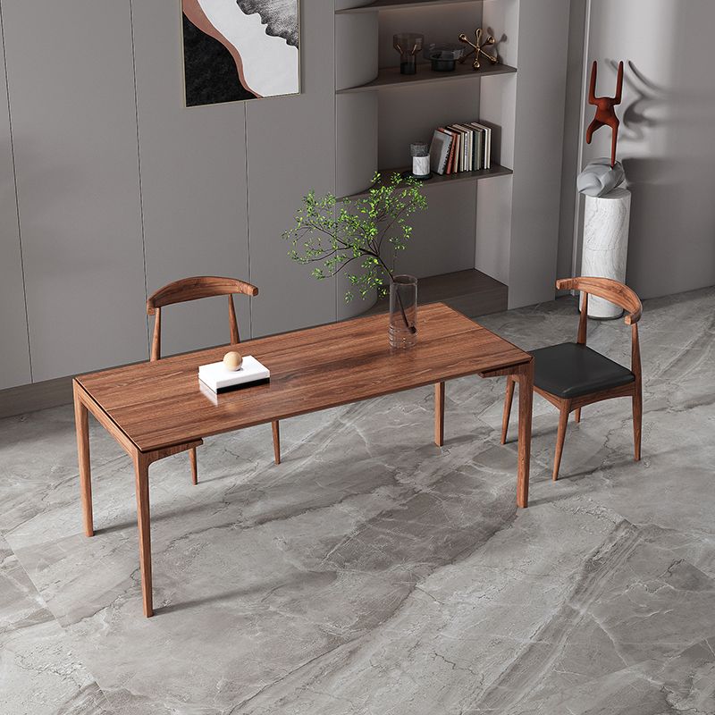 Mesa de comedor rectangular sencilla, mesa fija de Color madera con madera maciza de pino