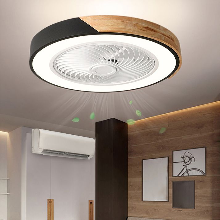 Moderne nordische LED -Makkaron -Flush -Mount -Schmiedeeisenkreisendeckenventilatoren mit Acrylschatten