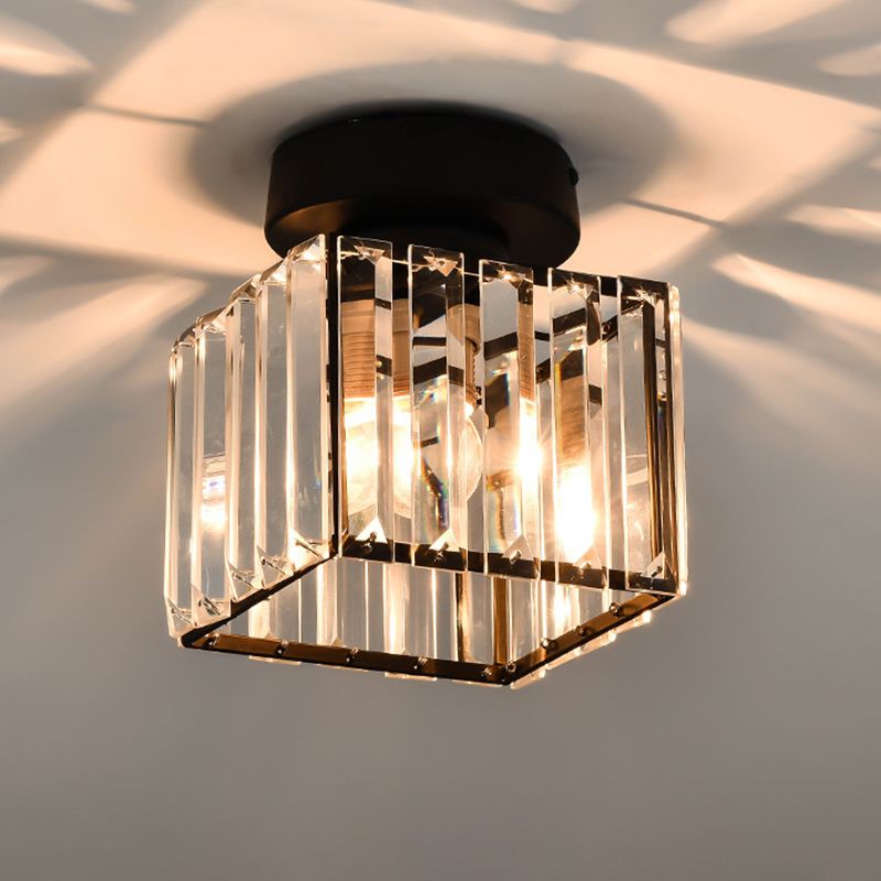 5 Zoll breite Mini-Kristall-Deckenleuchte im modernen Stil, schlichte Unterputzleuchte für den Eingangsbereich