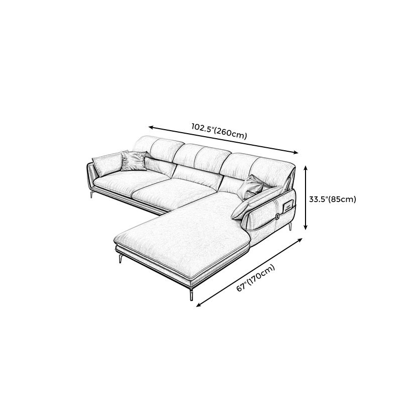 Scandinavian Faux Leather Light-grey Sectional for Apartment