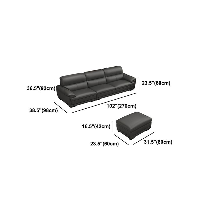 Leather Pillow Top Arm Sectional Sofa 36.22"High Cushion Back Sofa,Black