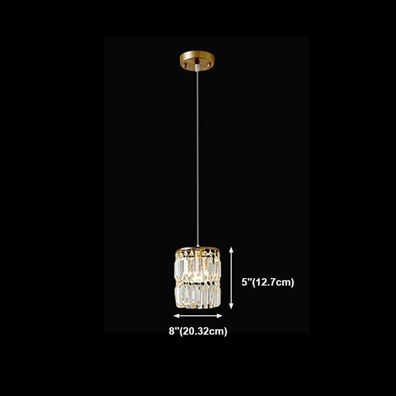 Cylindrical Shade Hanging Lighting Modern Style Crystal Multi Light Hanging Lamp