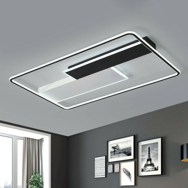 Illuminazione a soffitto rettangolare di stile moderno di alluminio LED di colore nero