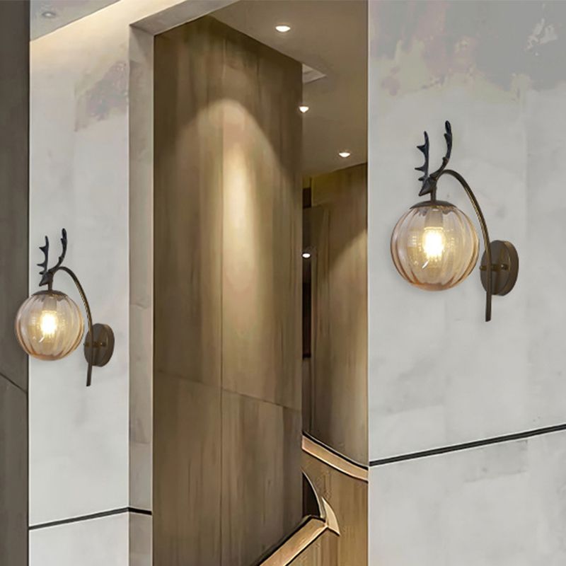 Stile moderno sferico sferico muro di applique in vetro 1 flione leggero per balcone delle scale