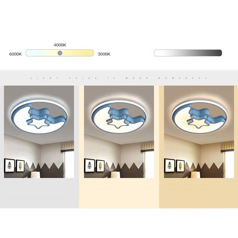 Moon And Star Flush Mount Light Fixtures Kids Acrylic Ceiling Mount Light Fixture for Children Bedroom