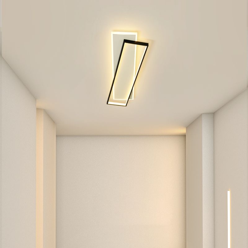 Metal Rectangular Close to Ceiling Lighting Modern LED Black Ceiling Light