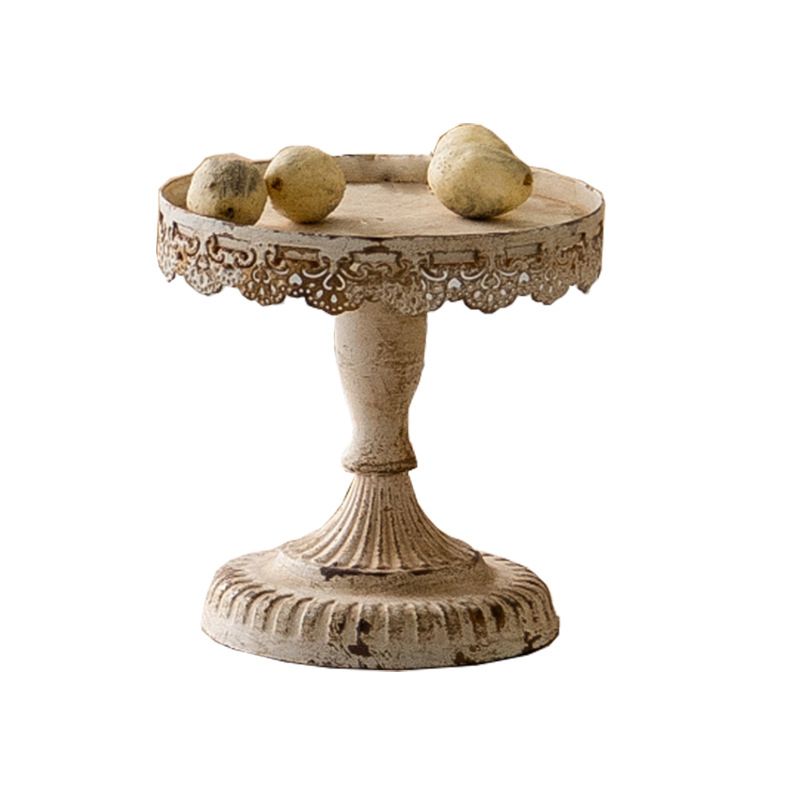 Rustic Solid Wood/Metal Round Distressed Living Room Accent Side Table