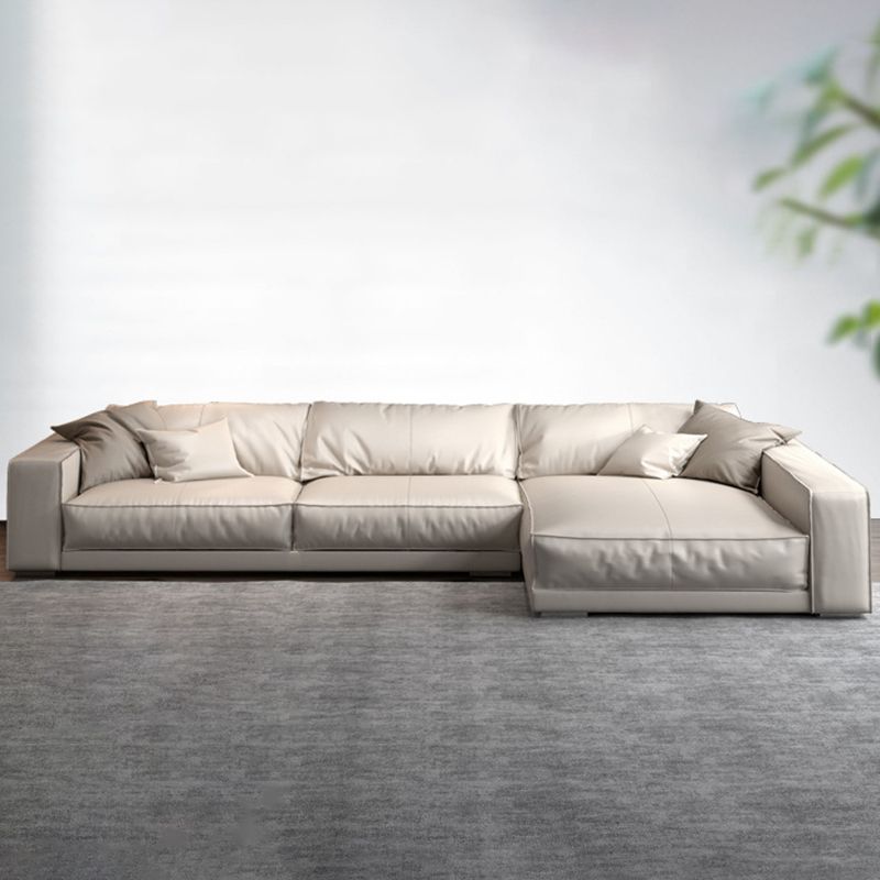 Square Arm Sectional Sofa Contemporary 3-seater Leather Sectional
