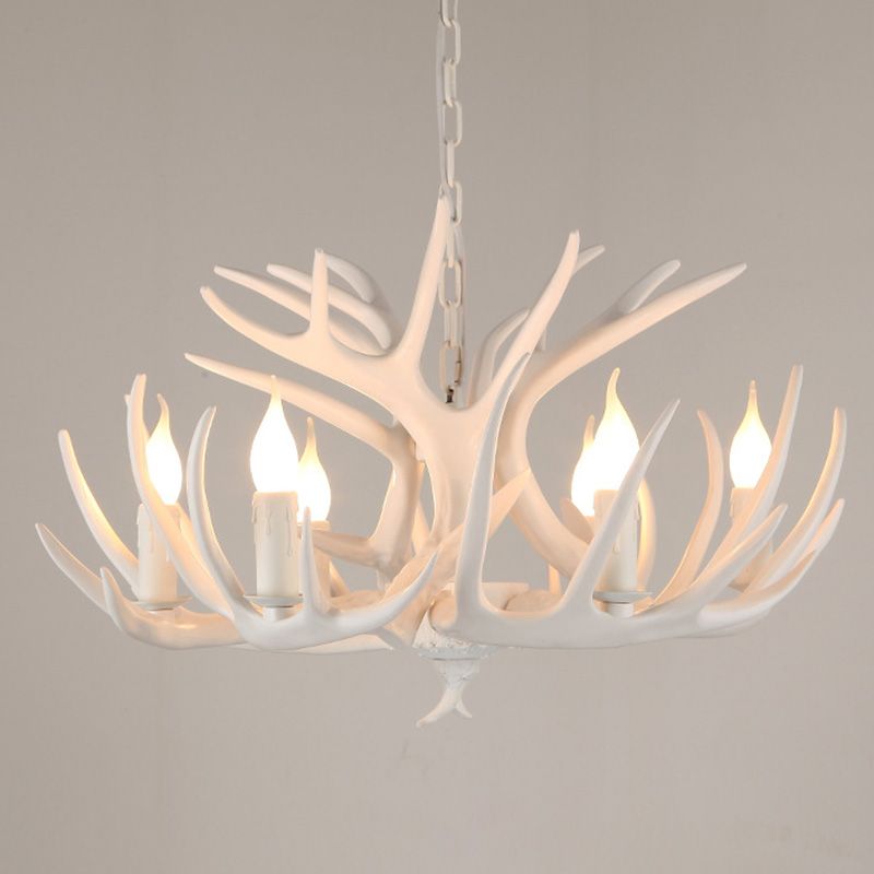 Deer Antler Chandelier Light Fixture Rustic Vintage Plastic Pendant Lighting for Restaurant