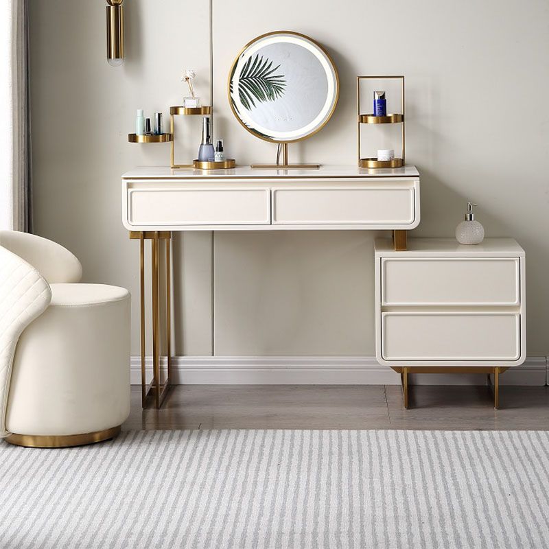 White/Grey Vanity Wood Makeup Dressing Table Stone Top Dresser