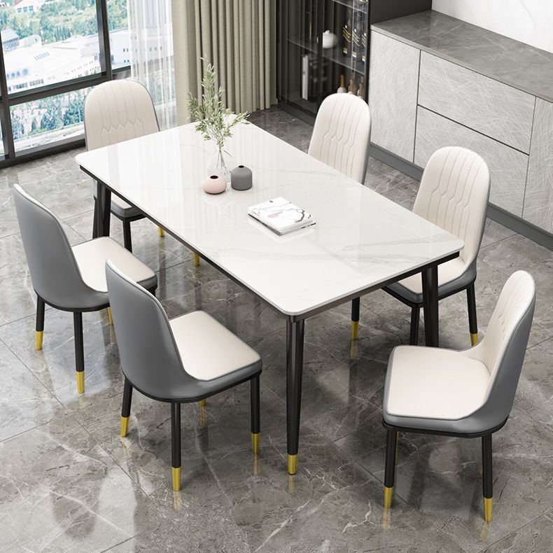 Casual Sintered Stone Standard Dining Table Rectangle Shape Dining Table for Kitchen