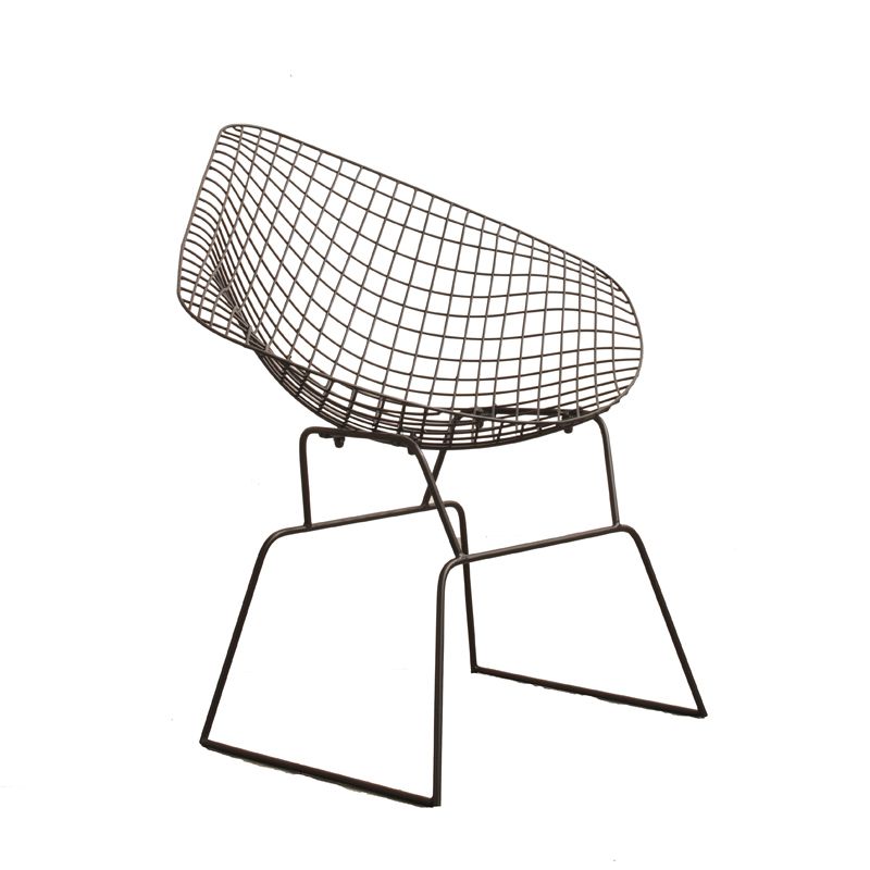 Industrial Black Metal Outdoor Bistro Chair Upholstered Outdoors Dining Chair