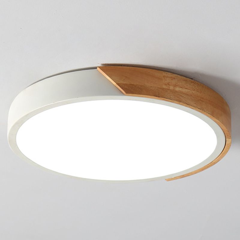 Houten ronde LED-inbouw in moderne Scandinavische stijl acryl Macaron-plafondlamp voor slaapkamer