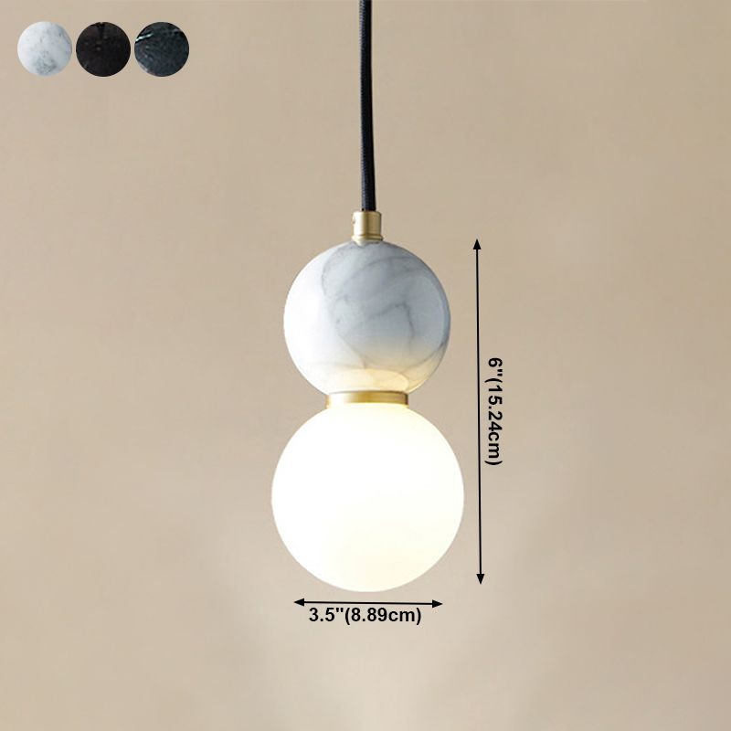 Marble Sphérique Shade Hanging Lights Modern Style 1 Tête Hanging Mount Fixture For Bedroom