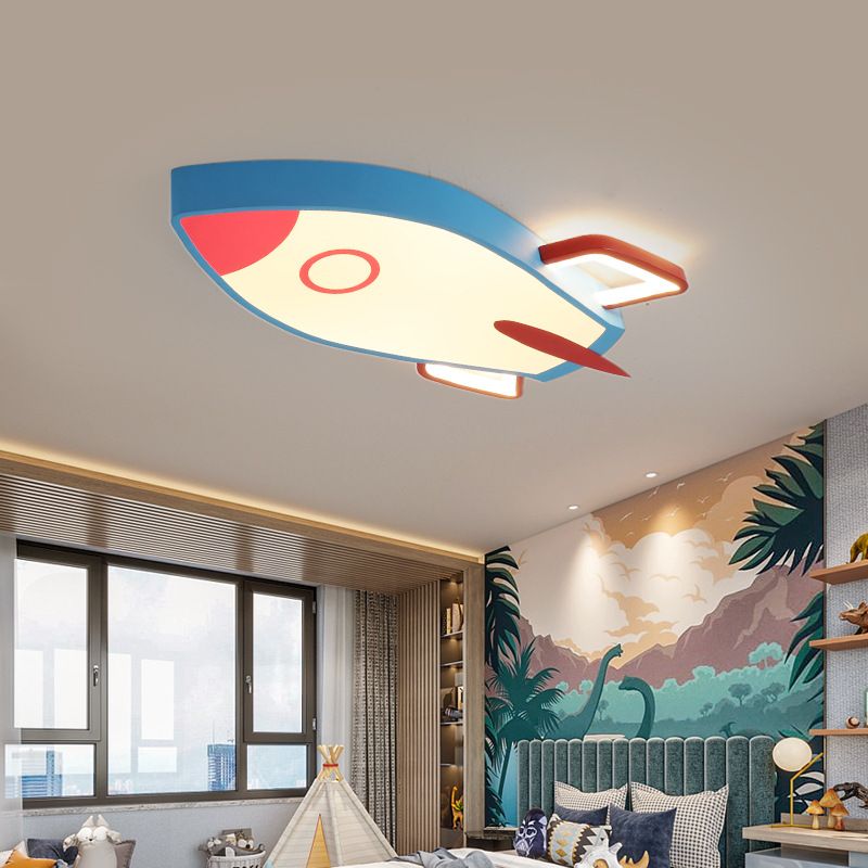 Rocket Bedroom Flushmount Ceiling Fixture Acrylic LED Contemporary Flush Ceiling Light Fixture in Blue