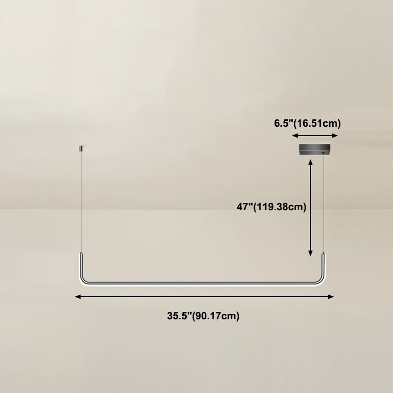 Idées d'éclairage d'île linéaire de forme moderne pendentifs îles métalliques en noir