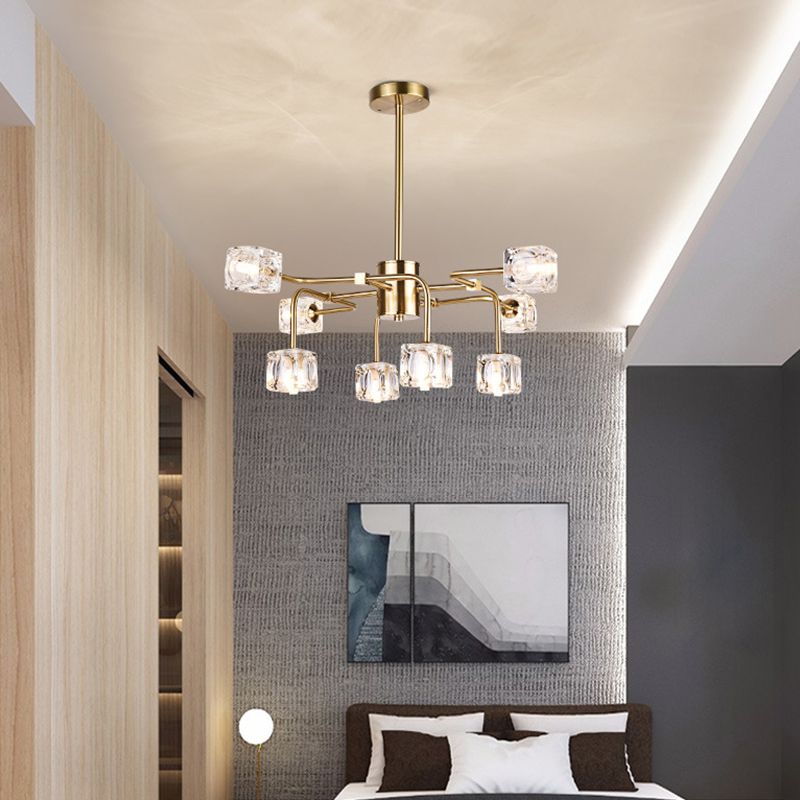 Nordic Multi Head Chandelier Light Fixtures Glass Gold Hanging Chandelier for Restaurant