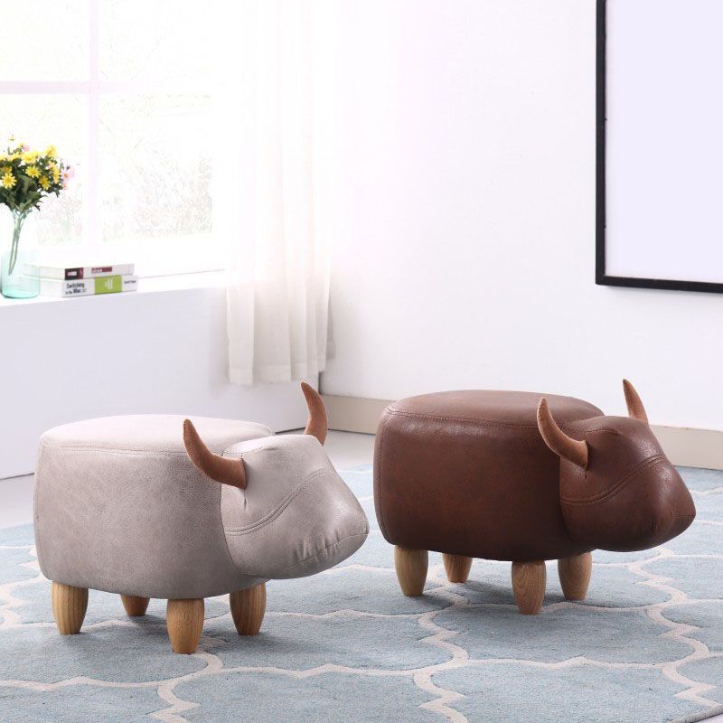 Leather Standard Stool Modern Style Simple Household Cow Stool