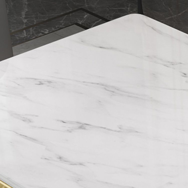 Metal Traditional Luxury Rectangle Table Stone Indoor Table with Pedestal Base