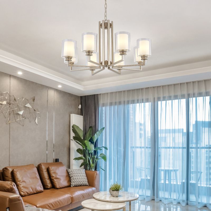 Cilinderglas kroonluchter verlichtingsarmaturen multi -lichten moderne stijl hanglamp in goud in goud
