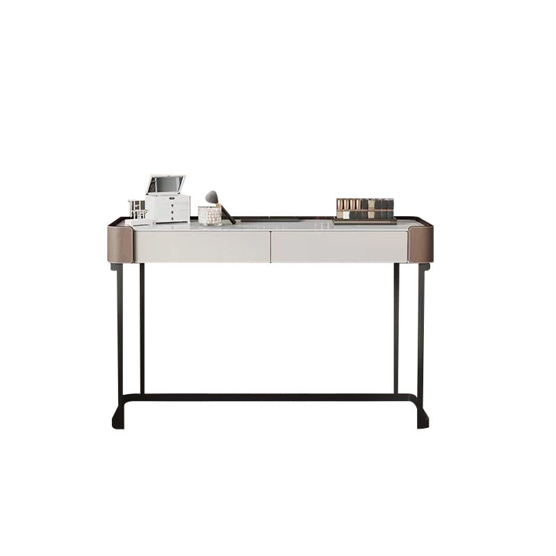 2-Drawer Vanity Makeup Table Stool Set Stone Top Dressing Table