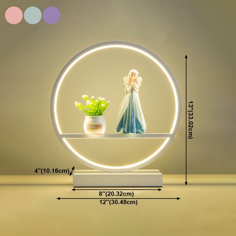 1 Light Circle Nightstand Lamp Modernism Metal Nightstand Lamps in White