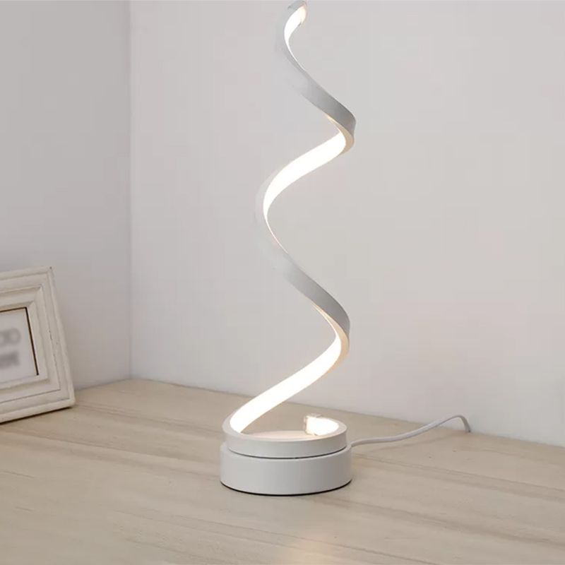 Metal Spiral Night Table Lamps Modern Style 1 Light Nightstand Lamp