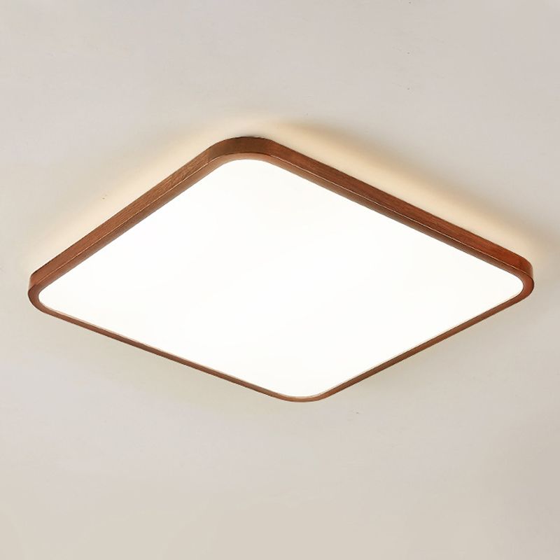 Modern Geometry Shape LED Ceiling Lamp Wood 1 Light Flush Mount for Living Room Aisle