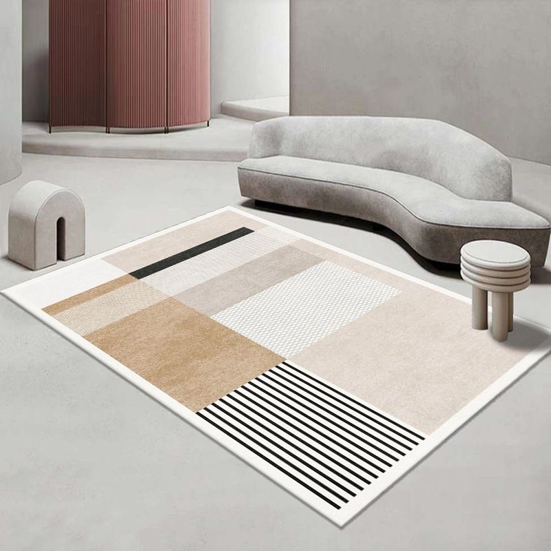 Modern Area Rug Funky Contrast Panel Rug Polyester Stain Resistant Carpet for Living Room