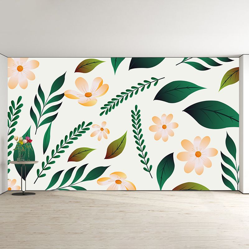 Environment Friendly Murals Wallpaper Tropical Style Leaves Murals for Home Decor