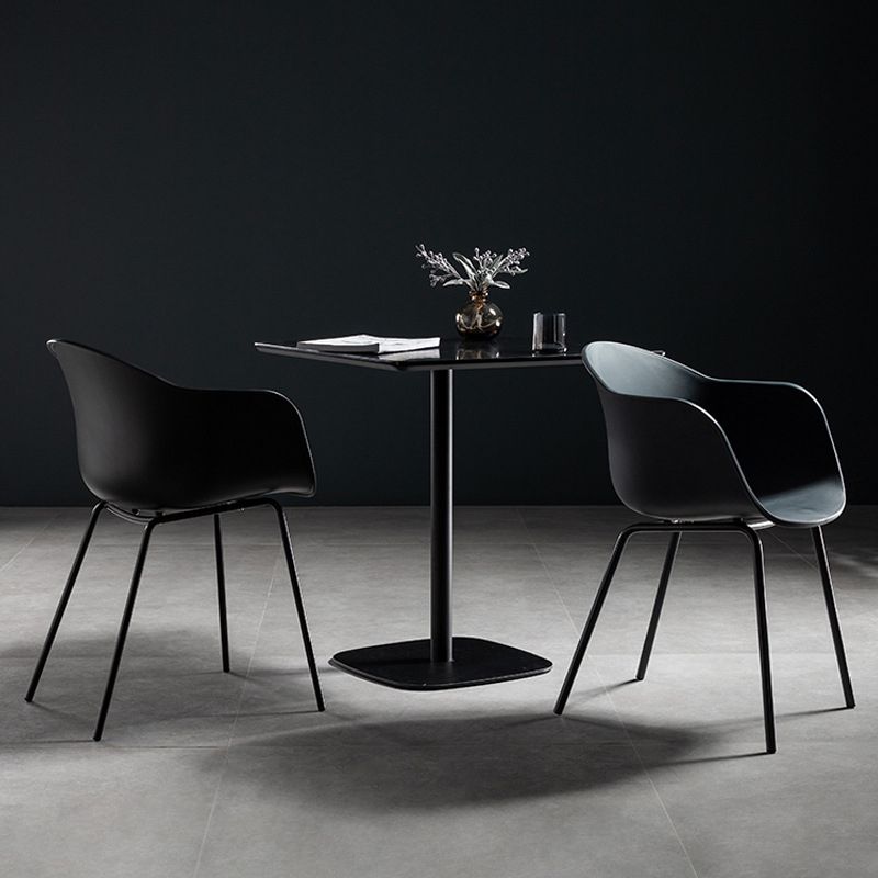 21-inch Metal Industrial Dining Table Square Pine Solid Wood Top Table with Pedestal