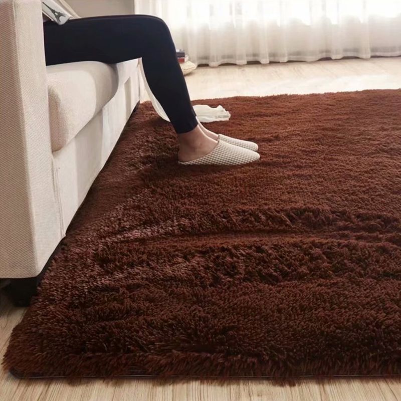 Fluffy Plain Rug Multi Colored Casual Rug Synthetics Washable Pet Friendly Anti-Slip Rug for Living Room