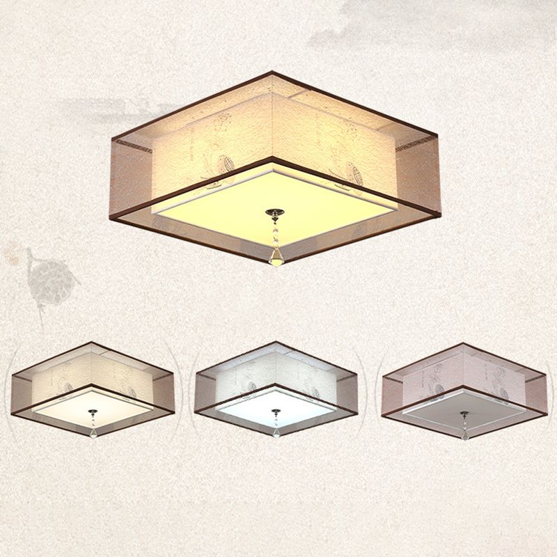 Square Flush Mount Lighting Fabric Traditional Flush Ceiling Light Fixtures