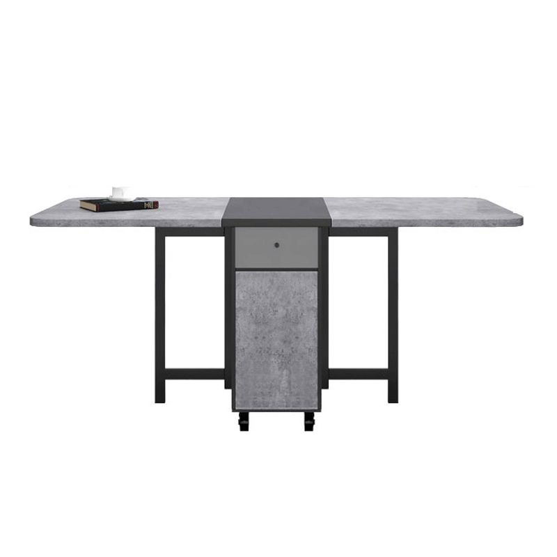 Moderne moderne rechthoekige eettafel drop-bladtafel met vaste houten basis met vaste houten basis