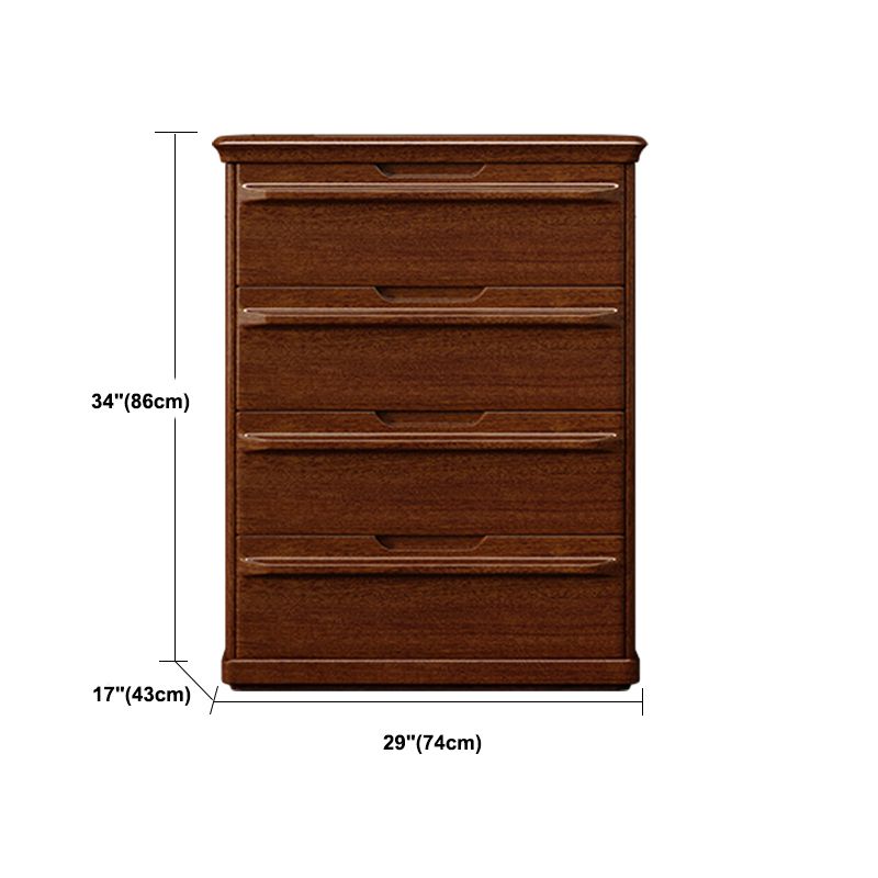 16.9" W Brown Storage Chest Dresser Walnut Vertical Storage Chest with Drawers