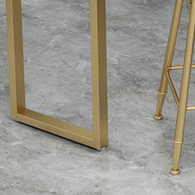 Glam Pub Height Dining Table Faux Marble Top Pub Table for Patio Use