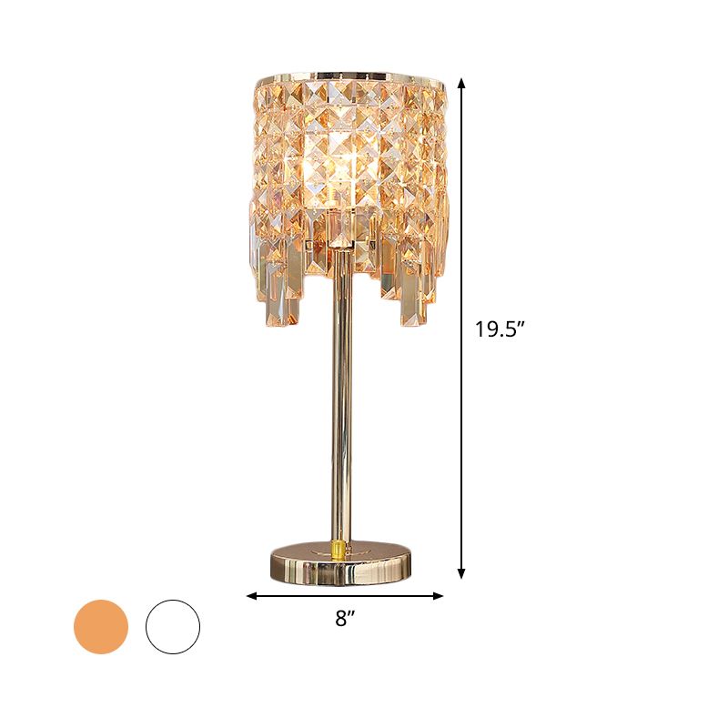 Contemporary Cylinder Task Light Amber / Clear Crystal 1 Bulbe Dining Salle Small Desk Lampe