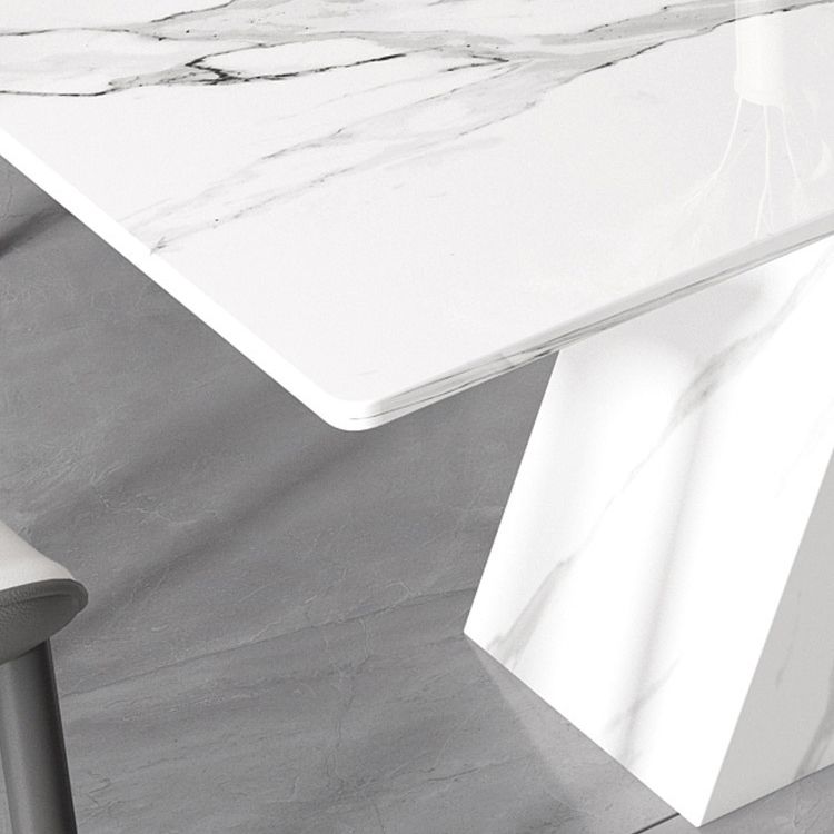 Modern White Stone Top Dinette Table Set 1/4/5/7 Pieces Dining Set with Padded Chairs