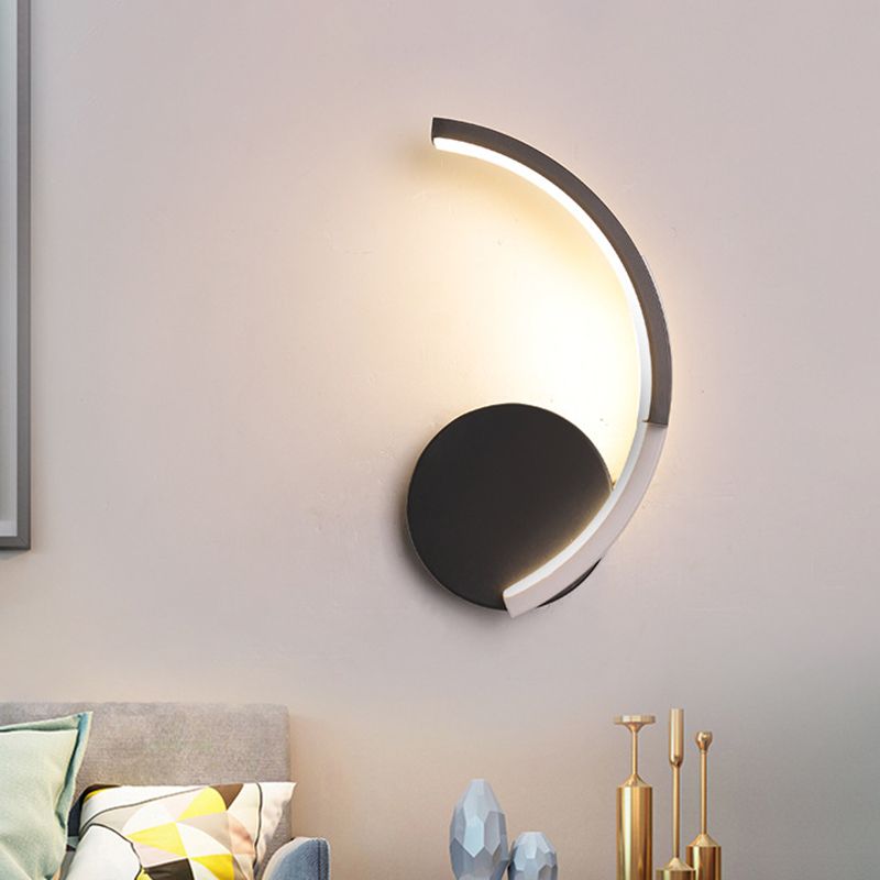 Gebogen lijn woonkamer sconce acryl led moderne wand gemonteerd lamp armatuur in zwart, wit/warm licht
