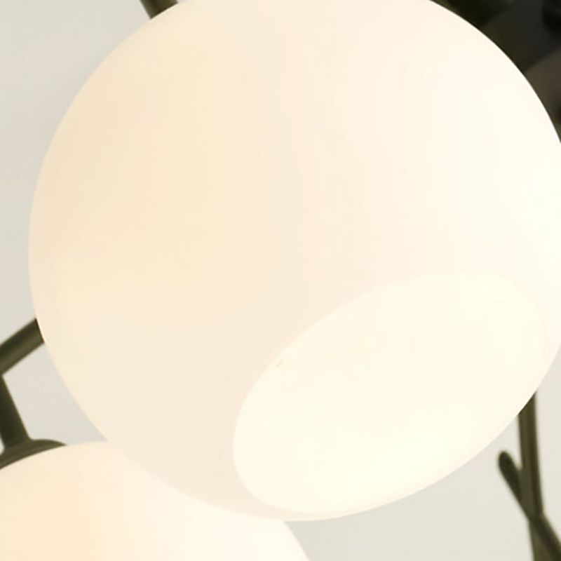 Black Semi Flush Mount Lighting Modern Glass Spherical Ceiling Mount Light Fixture