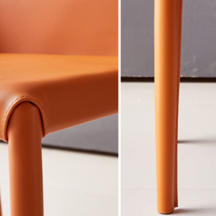 Minimalist Design Leather Dining Chair for Home Solid Back Chair